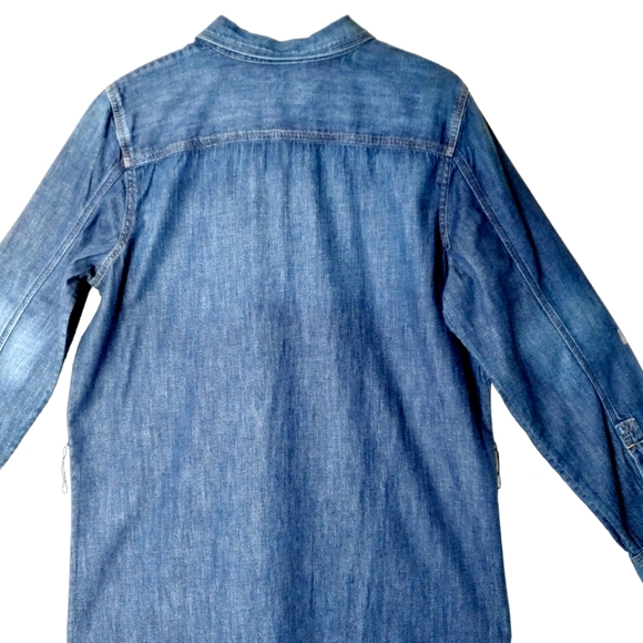 Ralph Lauren Lauren Tie Waist Sash Belt Longsleeve Denim Shirt Dress In Blue - Picture 5 of 10